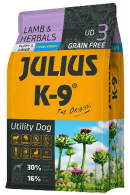 Julius-K9 - Puppy &amp; Junior Lamb &amp; Herbals - Bárányhús és Gyógynövény Ud3 3kg