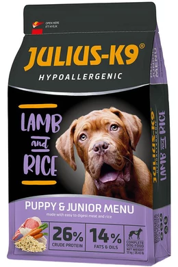 Julius-K9 - Adult Hypoallergenic High Premium - Puppy&amp;amp;Junior Bárány-Rizs 3kg
