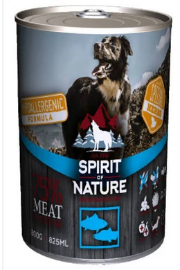 Spirit Of Nature Dog Adult Hypoallergenic Konzerv - Tonhal és Lazac - 800g
