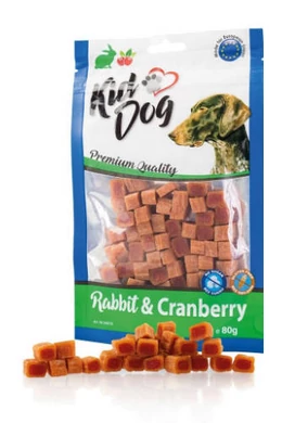 KidDog Rabbit Cranberry - Nyúlhúsos Vörösáfonyás Kockák 80g