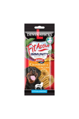 FitActive Dog Snack - Dental Sticks "L" IMMUNITY - Vörösáfonya és Kurkuma 170g