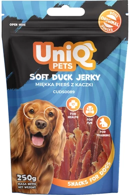 UniqPets Kutya Jutalomfalat MEATY Puha Kacsahús Filé 250g