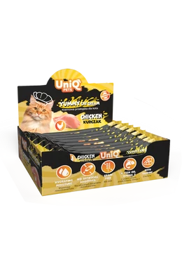 UniqPets Macska Jutalomfalat PURRCREAM Krém Csirke Ízzel 15g×50db