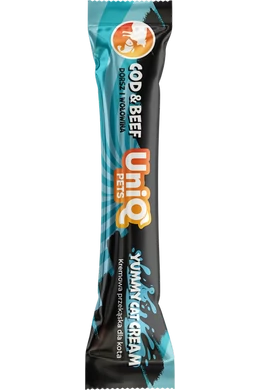 UniqPets Macska Jutalomfalat PURRCREAM Krém Tőkehal És Marha Ízzel 15g×50db