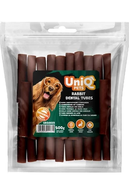 UniqPets Kutya Jutalomfalat DENTAL Nyúl Szendvics Fogtisztító Cső 500g