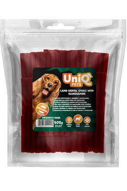 UniqPets Kutya Jutalomfalat DENTAL Bárány Fogtisztító Pálcika Glükózaminnal 10cm 500g