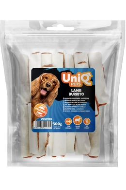 UniqPets Kutya Jutalomfalat RAWHIDE Bárány Burrito 500g