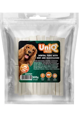 UniqPets Kutya Jutalomfalat DENTAL Fogtisztító Cső Marhával És Glükózaminnal 500g