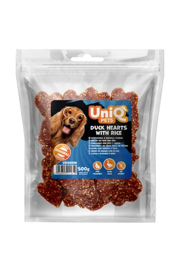 UniqPets Kutya Jutalomfalat CHEWY Kacsa Szív Rizzsel 500g