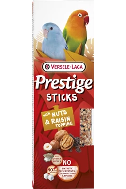 Prestige Sticks Small Parrots with Nuts&amp;amp;Raisin topping - Duplarúd Közép Papagáj Dió és Mazsola - 60g