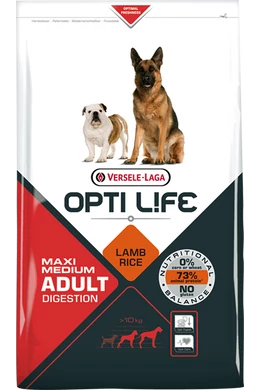 Opti Life Adult Digestion Medium &amp;amp; Maxi Lamb &amp;amp; Rice - Bárányos - 12,5kg
