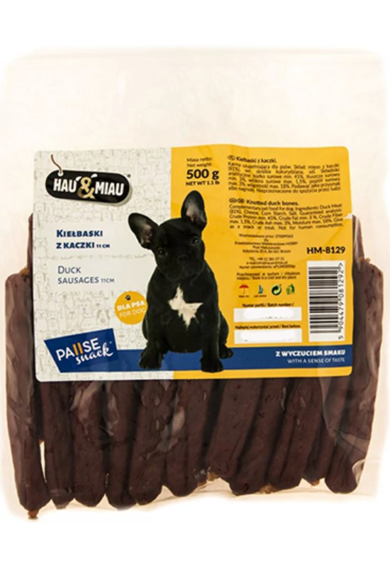 Hau Miau Snack - Kacsahús Kolbászkák - jutalomfalat kutyáknak - 500g