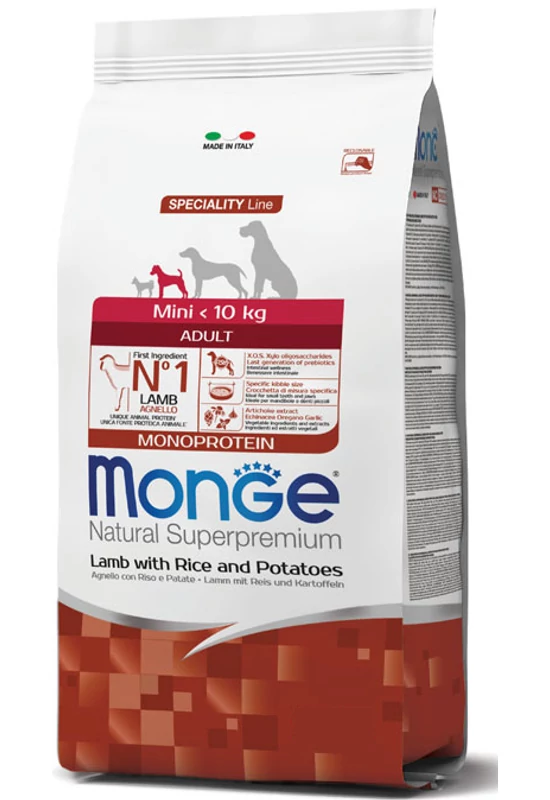 Monge Dog - Natural SuperPremium - Mini Adult - Bárány Rizzsel és Burgonyával 15kg