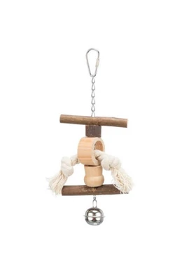 Trixie Toy for ornamental birds - játék (fa,kötéllel) díszmadarak részére (20cm)