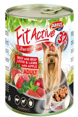 Fitactive Dog - Konzerv - Marha, Máj, Bárány és Alma 415g