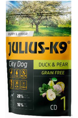 Julius-K9 - Száraztáp - Puppy & Junior Duck & Pear - Kacsahús és Körte 340g