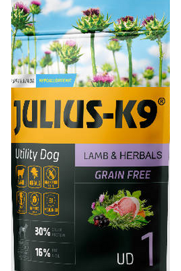 Julius-K9 - Száraztáp - Puppy & Junior Bárányhús Gyógynövényekkel 340g