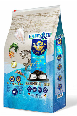 Happy&amp;Fit Superior Hipoallergén Pisztráng, Halolajjal és Glükozaminnal - 10kg