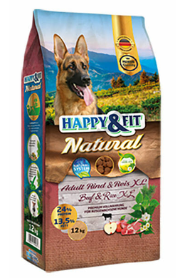 Happy&amp;Fit Natural Adult Rind&amp;Reis XL - 12kg