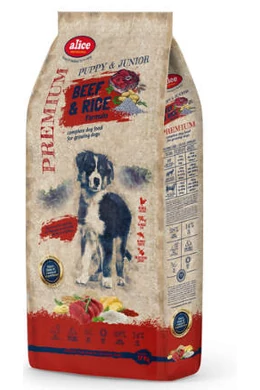 Alice Professional - Puppy&amp;amp;Junior Beef&amp;amp;Rice - Marhahús és Rizs - 17kg