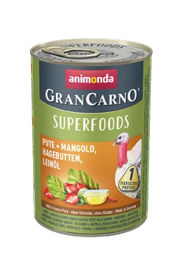 Animonda Grancarno Superfoods Adult Pulyka - Mángold - Csipkebogyó - Lenmagolaj 400g