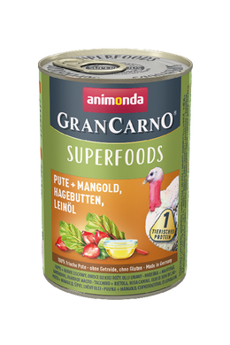 Animonda Grancarno Superfoods Adult Pulyka - Mángold - Csipkebogyó - Lenmagolaj 400g