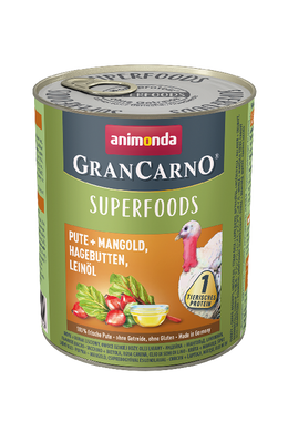Animonda Grancarno Superfoods Adult Pulyka - Mángold - Csipkebogyó - Lenmagolaj 800g