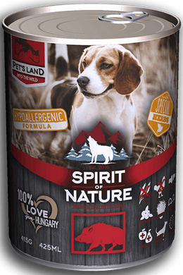 Spirit Of Nature Dog Adult Hypoallergenic Konzerv - Vaddisznóhússal - 415g