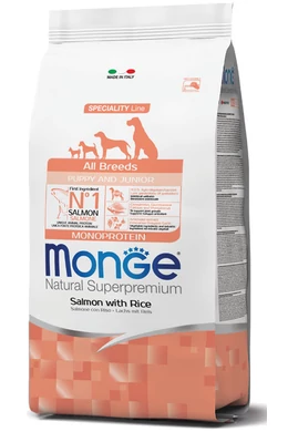 Monge Dog - Natural SuperPremium - Mini Puppy&amp;amp;Junior - Lazac Rizzsel 15kg