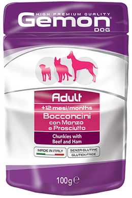 Gemon Dog Alutasak Adult Marha és Sonka - 100g