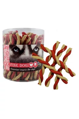 Fine Dog Csavart Sonkás Stick Vaníliával 12cm 50db/csomag