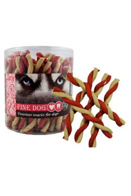Fine Dog Csavart Sonkás Stick Vaníliával 12cm 50db/csomag