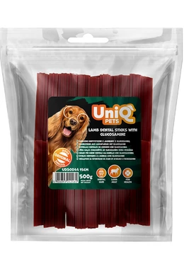 UniqPets Kutya Jutalomfalat DENTAL Bárány Fogtisztító Pálcika Glükózaminnal 15cm 500g