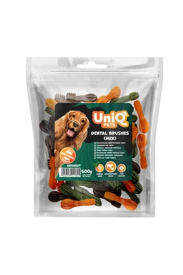 UniqPets Dental - Dental Brushes Mix – Fogtisztító Fogkefe 6cm – 500g (kb. 55db)
