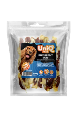 UniqPets Meaty - Beef Rabbit Ears – Marhás Nyúlfül – 500g