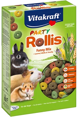 Vitakraft Rollis Party / Lucerna-Gabona Karikák Vitaminnal és Ásványi Anyagokkal - 500g