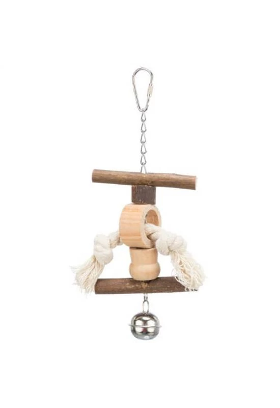 Trixie Toy for ornamental birds - játék (fa,kötéllel) díszmadarak részére (20cm)