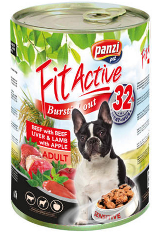 Fitactive Dog - Konzerv - Marha, Máj, Bárány és Alma 1240g