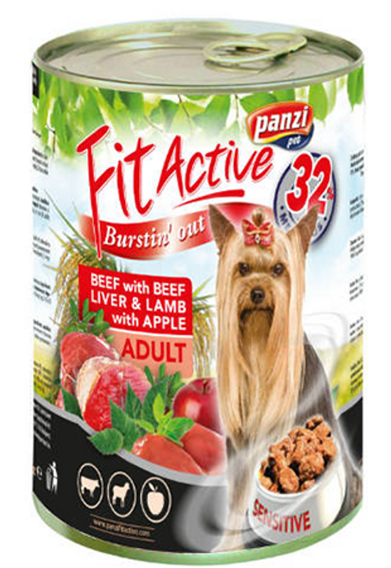 Fitactive Dog - Konzerv - Marha, Máj, Bárány és Alma 415g