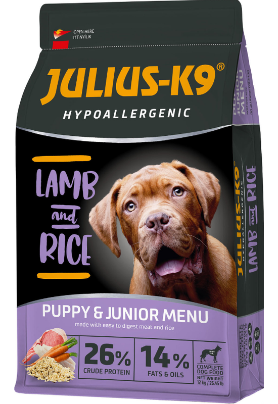 Julius-K9 - Száraztáp - Puppy & Junior Hypoallergenic Bárányhús és Rizs 12kg