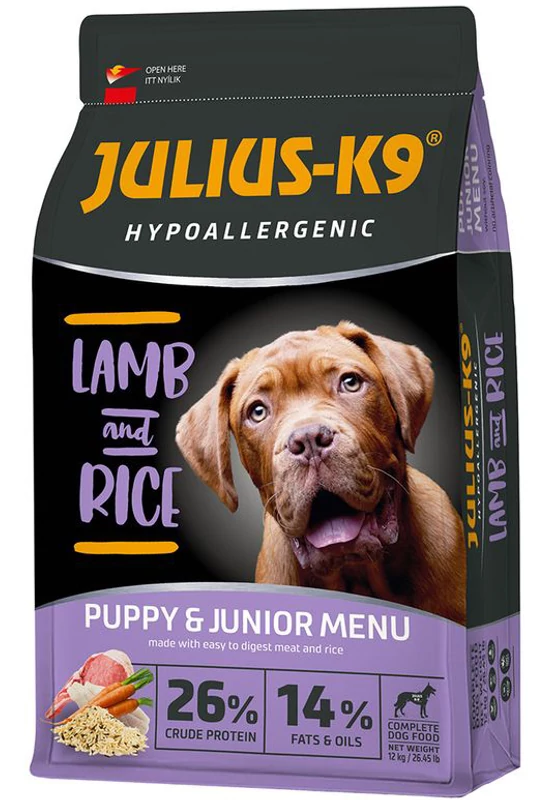 Julius-K9 - Adult Hypoallergenic High Premium - Puppy&Junior Bárány-Rizs 12kg