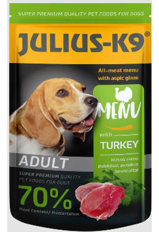 Julius-K9 - Alutasakos Húsos Menü Pulykával 125g