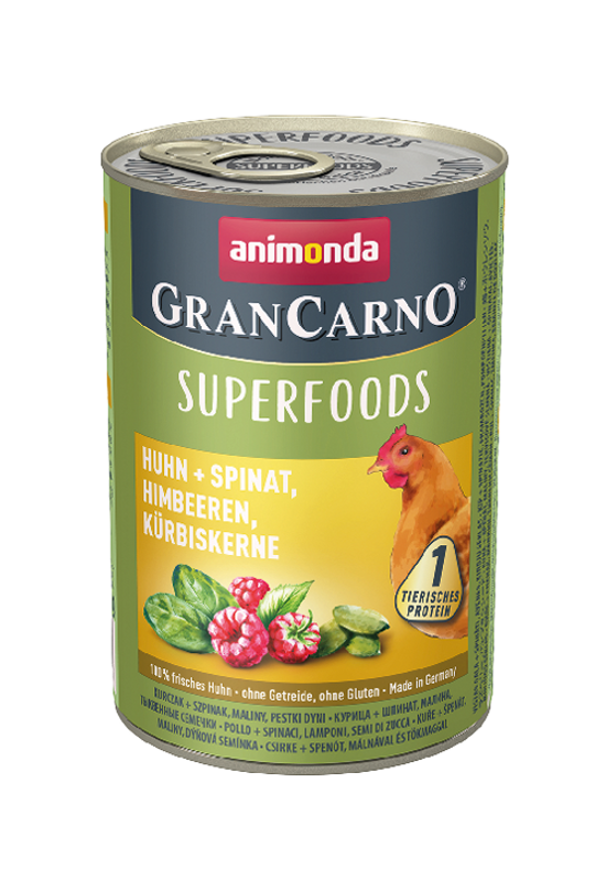 Animonda Grancarno Superfoods Adult -Csirke - Spenót - Málna - Tökmag 400g