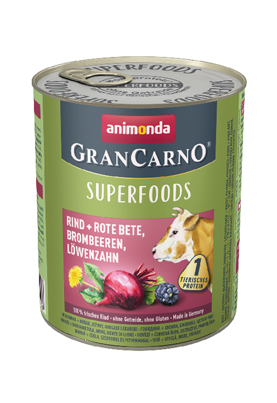 Animonda Grancarno Superfoods Adult -Marha - Cékla - Szeder - Pitypang 800g