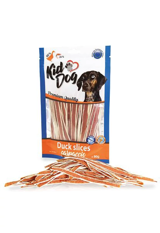 KidDog Duck Slices Carpaccio - Kacsahús Tőkehallal 80g