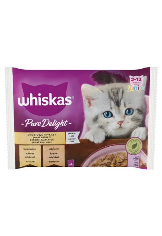 Whiskas - Alutasak Junior - Pure Delight - Baromfi Ajánlatok - Zselés 4×85g