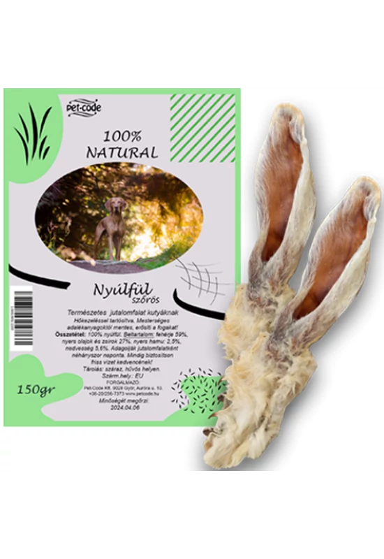 Pet-Code - Szárított Szőrös Nyúlfül - 150g