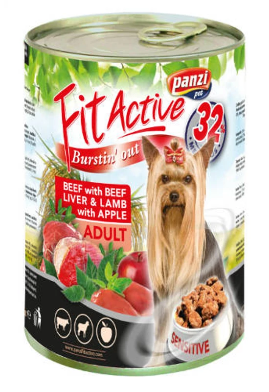 FitActive Dog - Konzerv - Marha, Máj, Bárány és Alma 415g