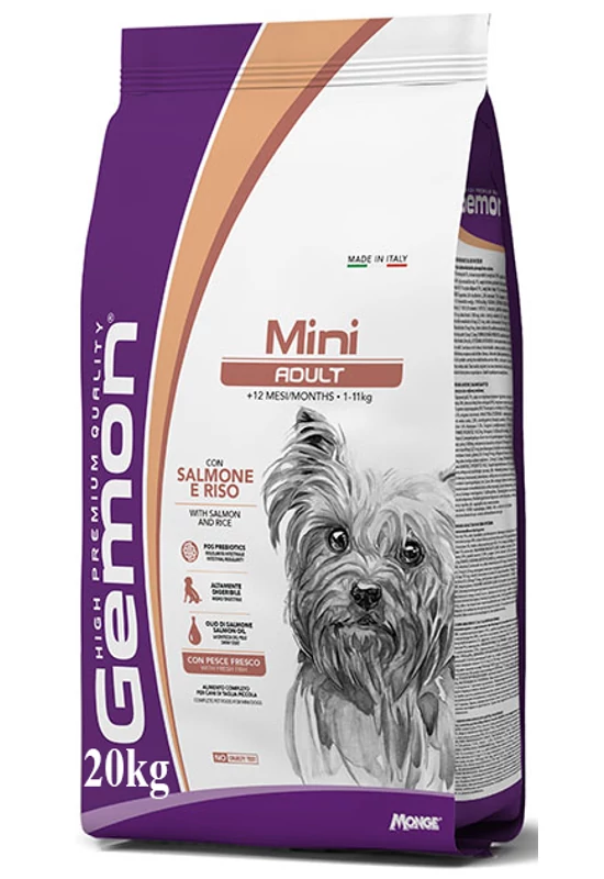 Gemon Dog Száraztáp Mini Adult Lazachússal és Rizzsel 20kg