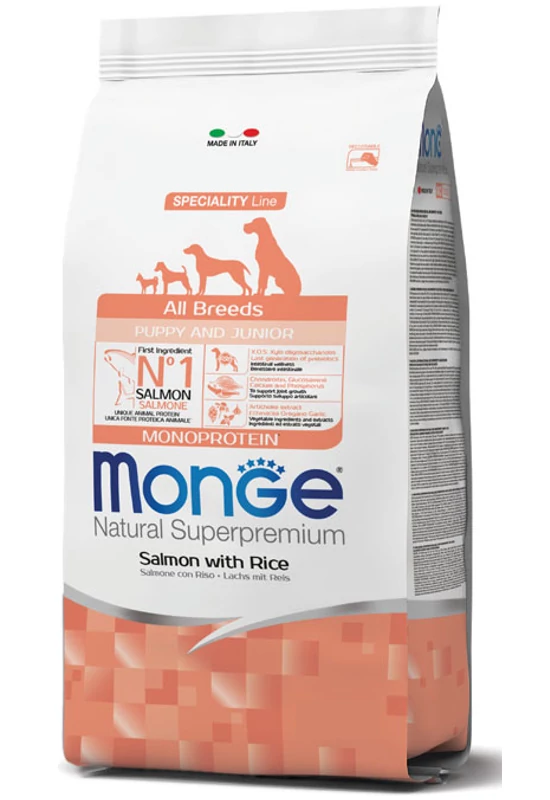 Monge - Natural SuperPremium - Mini Puppy&Junior - Lazac Rizzsel 15kg